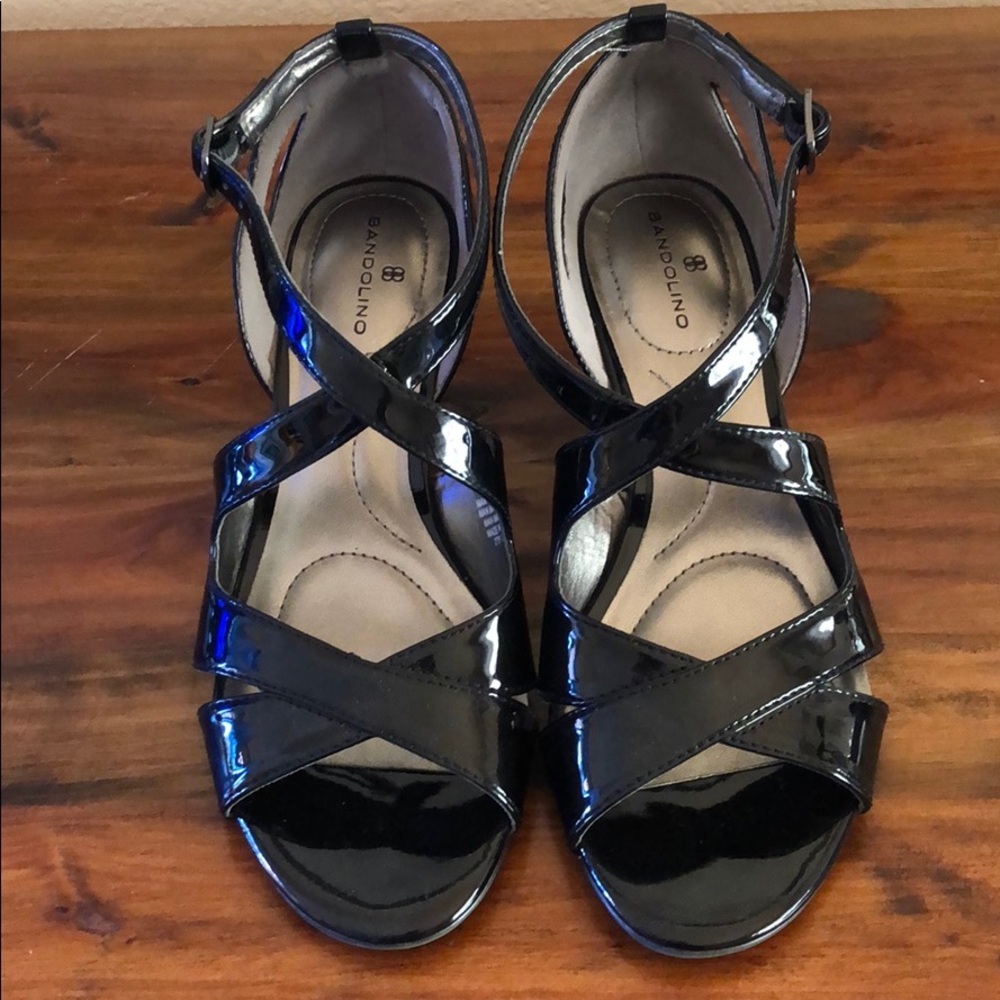Black patent wedges